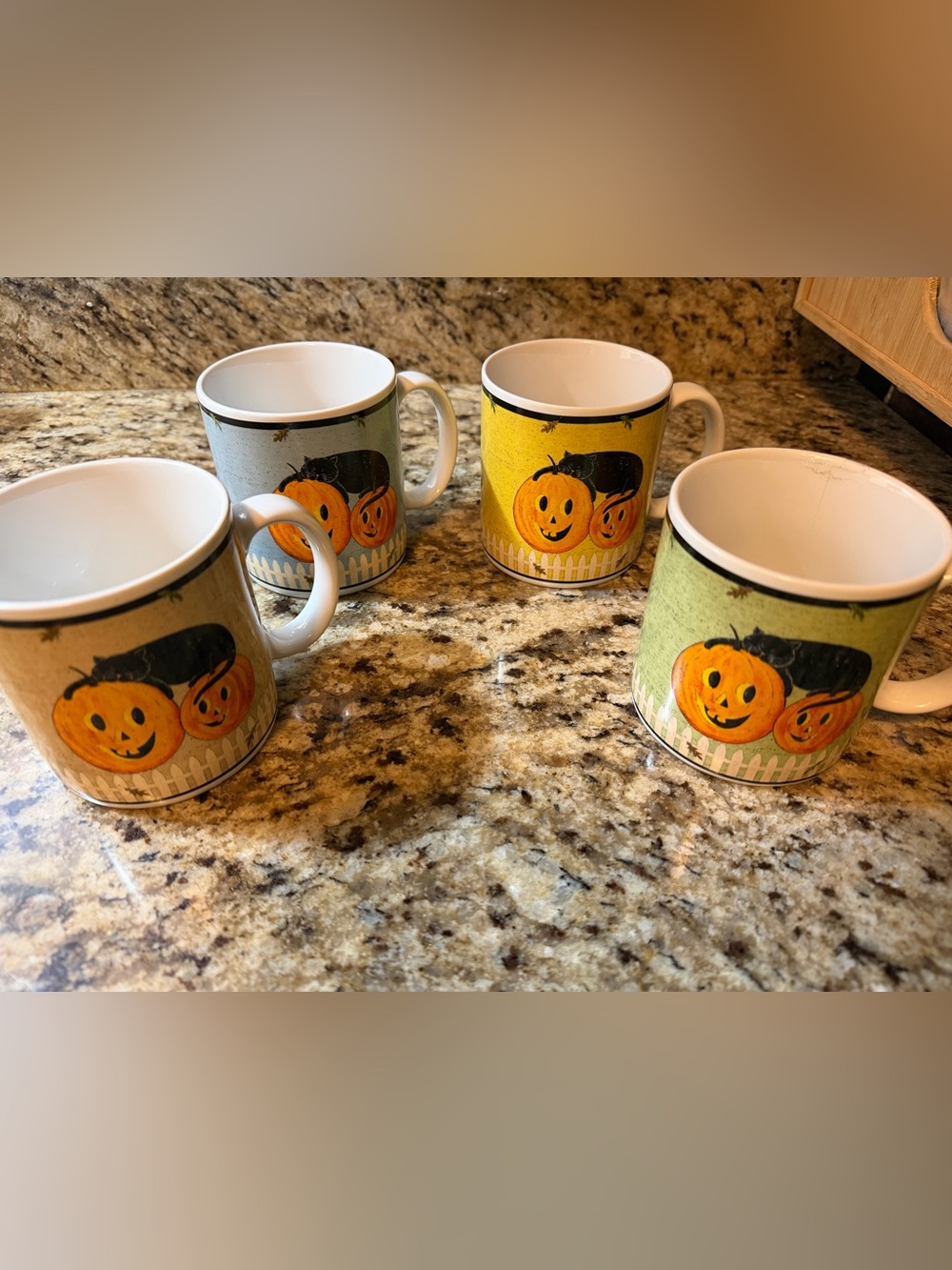 Vintage 2000 Warren Kimble Sakura Pumpkin Dreams Mugs Set of 4